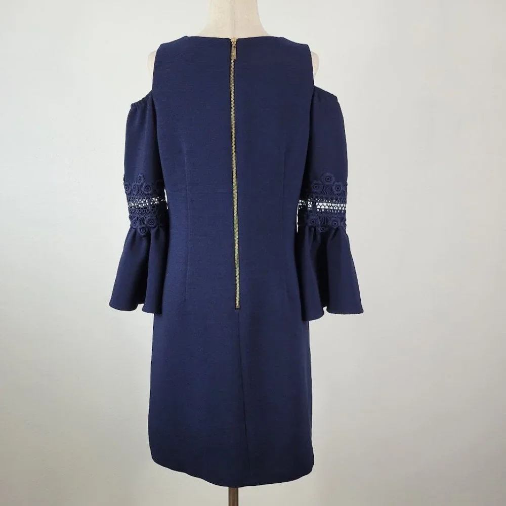 ELIZA J sheath off shoulder dress blue Sz 10P - Picture 4 of 8